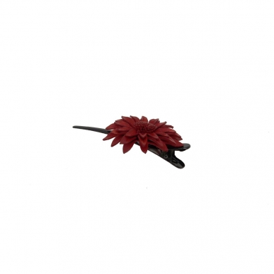 Petite Pince  cheveux fleur cuir rouge