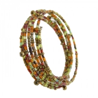 5 Bracelets ressort en p�te de verre multicolor