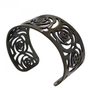Bracelet acier fleur noir